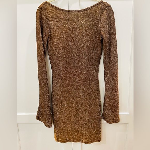 NWOT Princess Polly Olas Open Back Mini Dress Copper, Size 4 - Picture 3 of 6